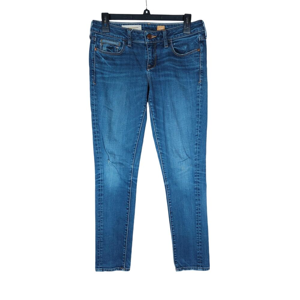 Pilcro The Letterpress Anthropologie Jeans 26 Blue Medium Wash Low Rise Stretch